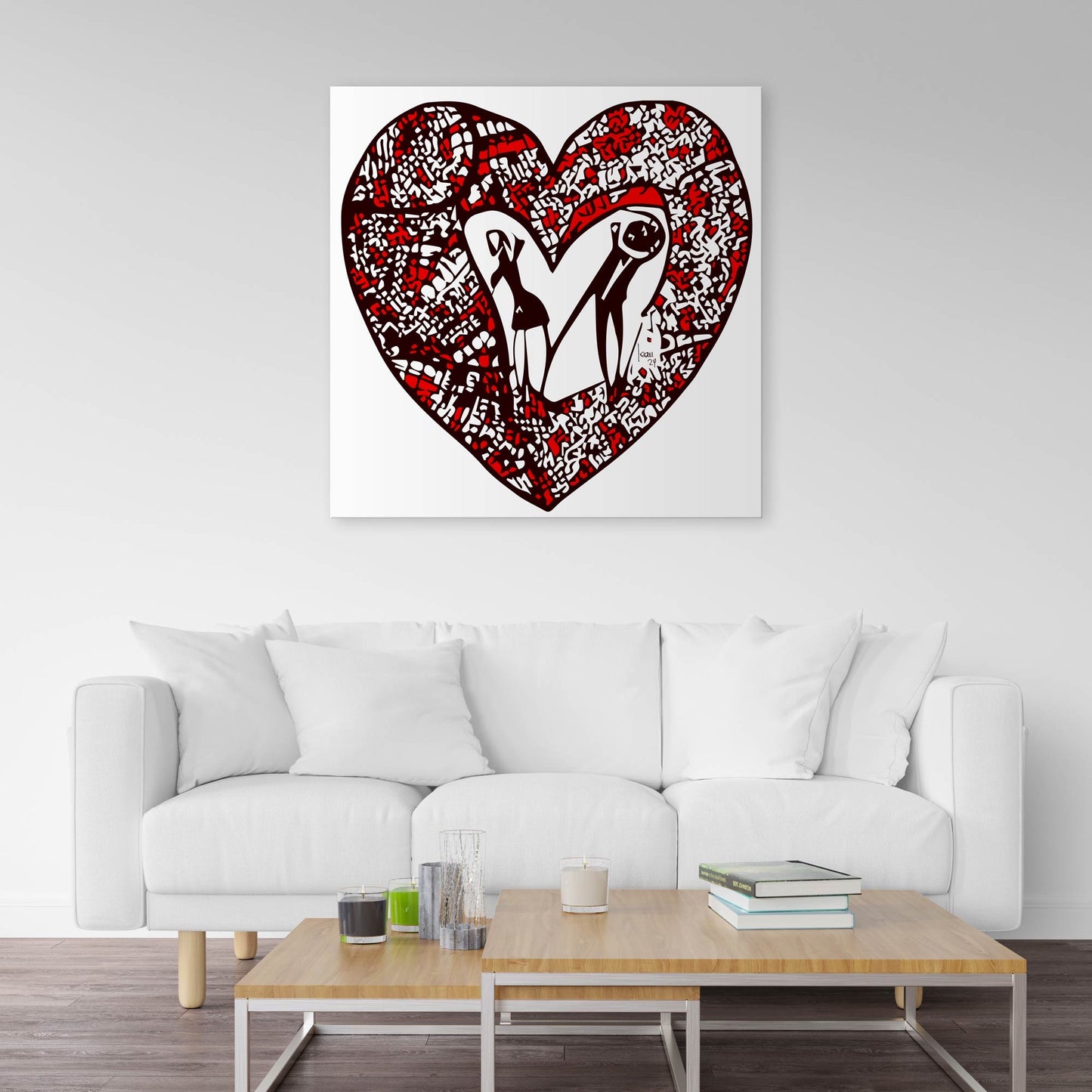 "Coeur à Coeur".Art contemporain, art abstrait, Saint Valentin, vente en ligne