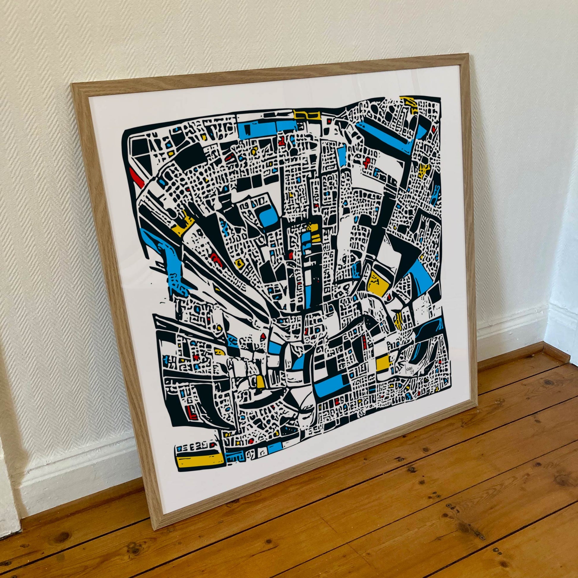 "Downtown".  Tirage d'art haut de gamme. Art contemporain, art abstrait, ville, achat en ligne