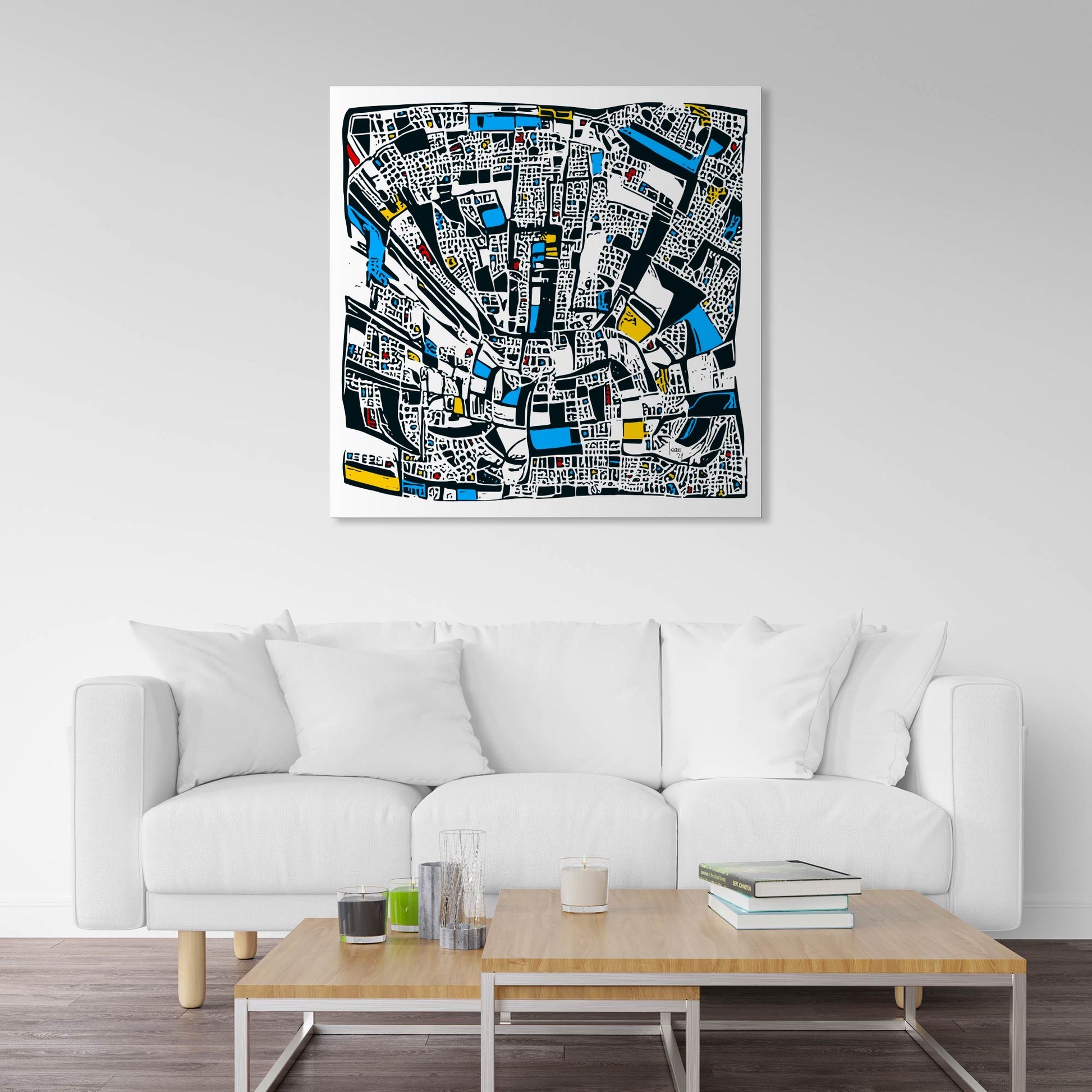 "Downtown" tirage d'art haut de gamme. Art contemporain, art abstrait, ville, achat en ligne