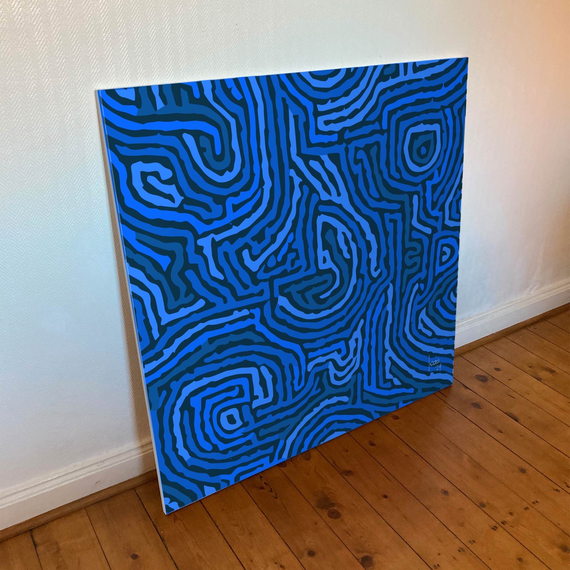 "Blue Stream" tirage d'art sur toile et châssis bois 100x100cm. Art contemporain français, achat en ligne