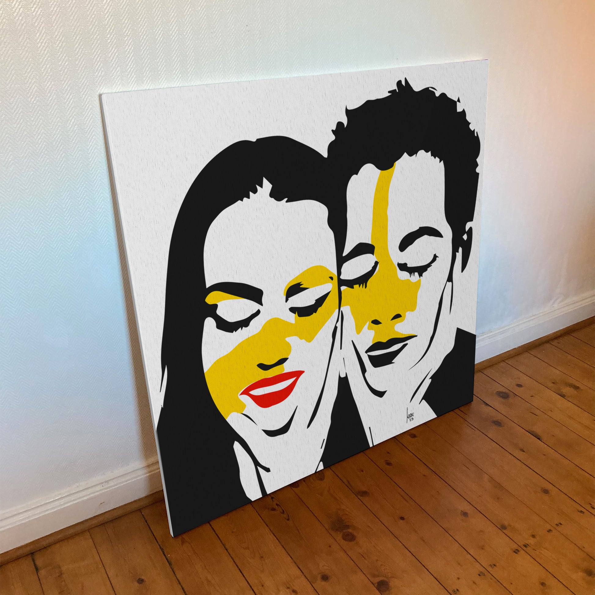 "Connexions" tirage d'art sur toile et châssis bois 100x100cm.Art contemporain, art abstrait, portraits, vente en ligne